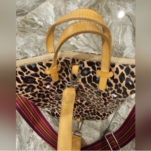 Consuela Leopard Print Tote Bag with Tan Accents